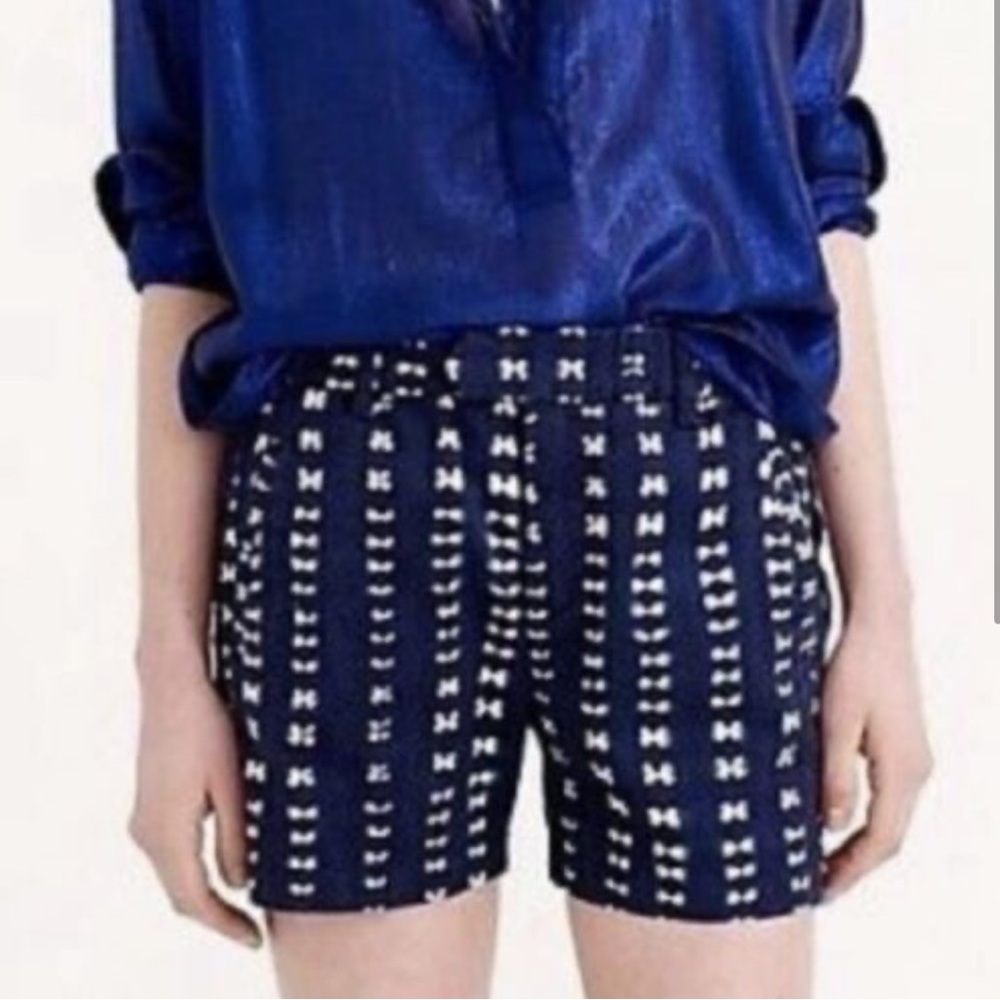 NWT Jcrew navy/white printed chino shorts size 00